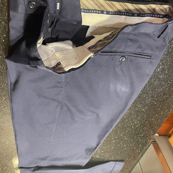 Saddlebred Men's 34Wx32L Comfort Waist Pleated Front Straight Fit Pants Navy Blu - Picture 11 of 12